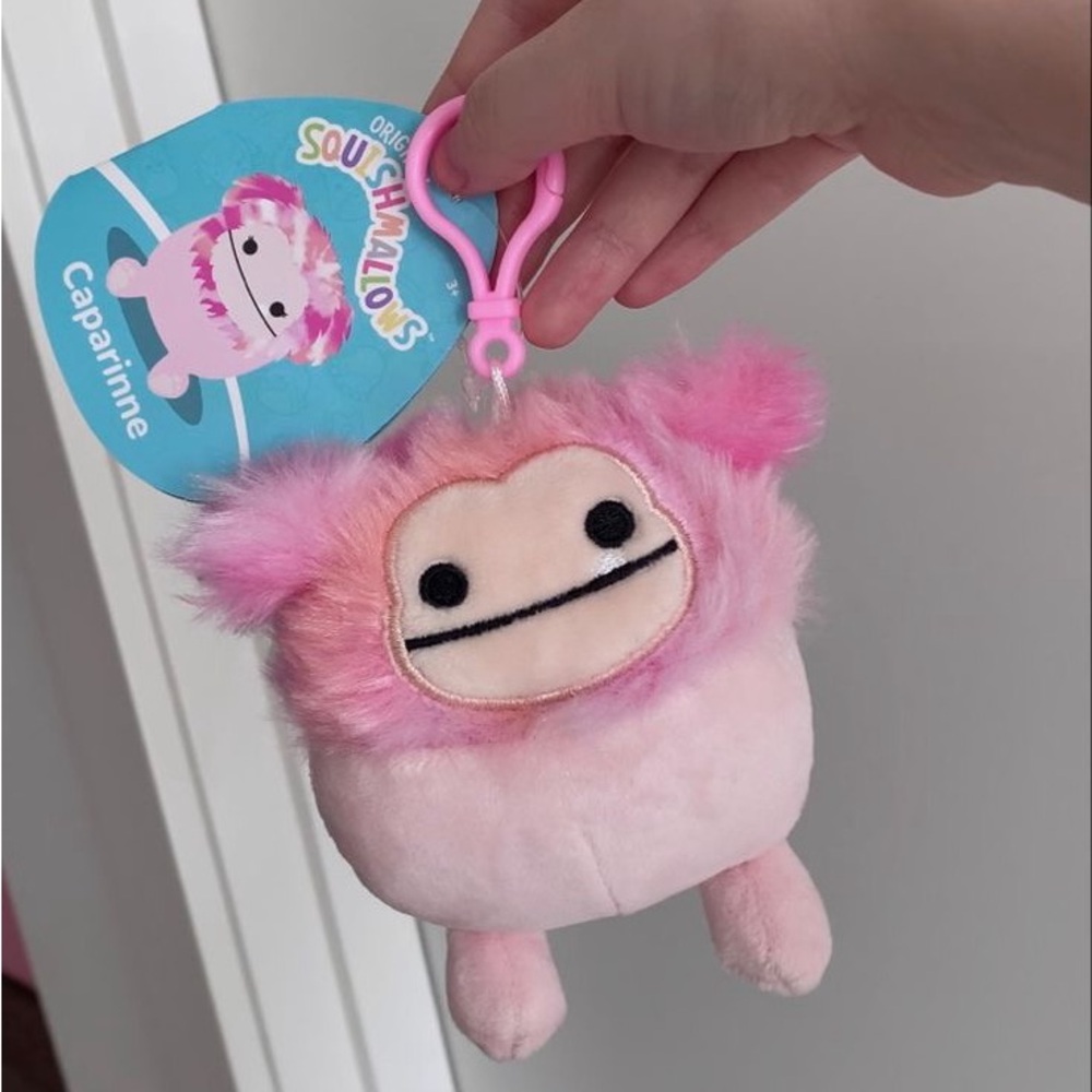 Pink Squishmallows Plush keychain caparinne NWT